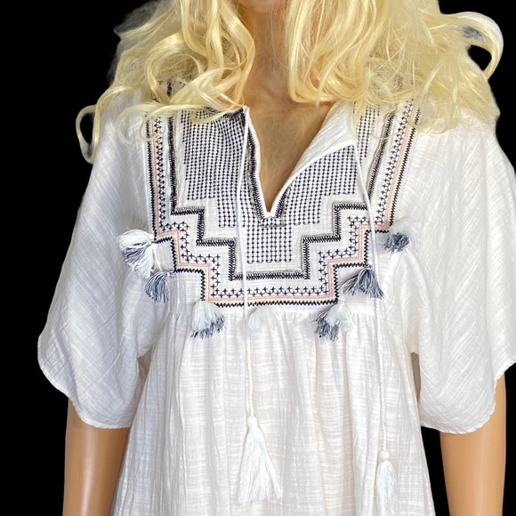 J. Crew Embroidered Tassel Beach Dress Tunic Top XS/S - Picture 5 of 13